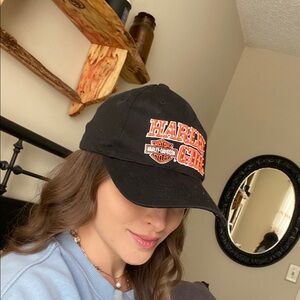 Harley Davidson Vintage Diamond Studded Embroidered Harley Girl Black Hat — OS